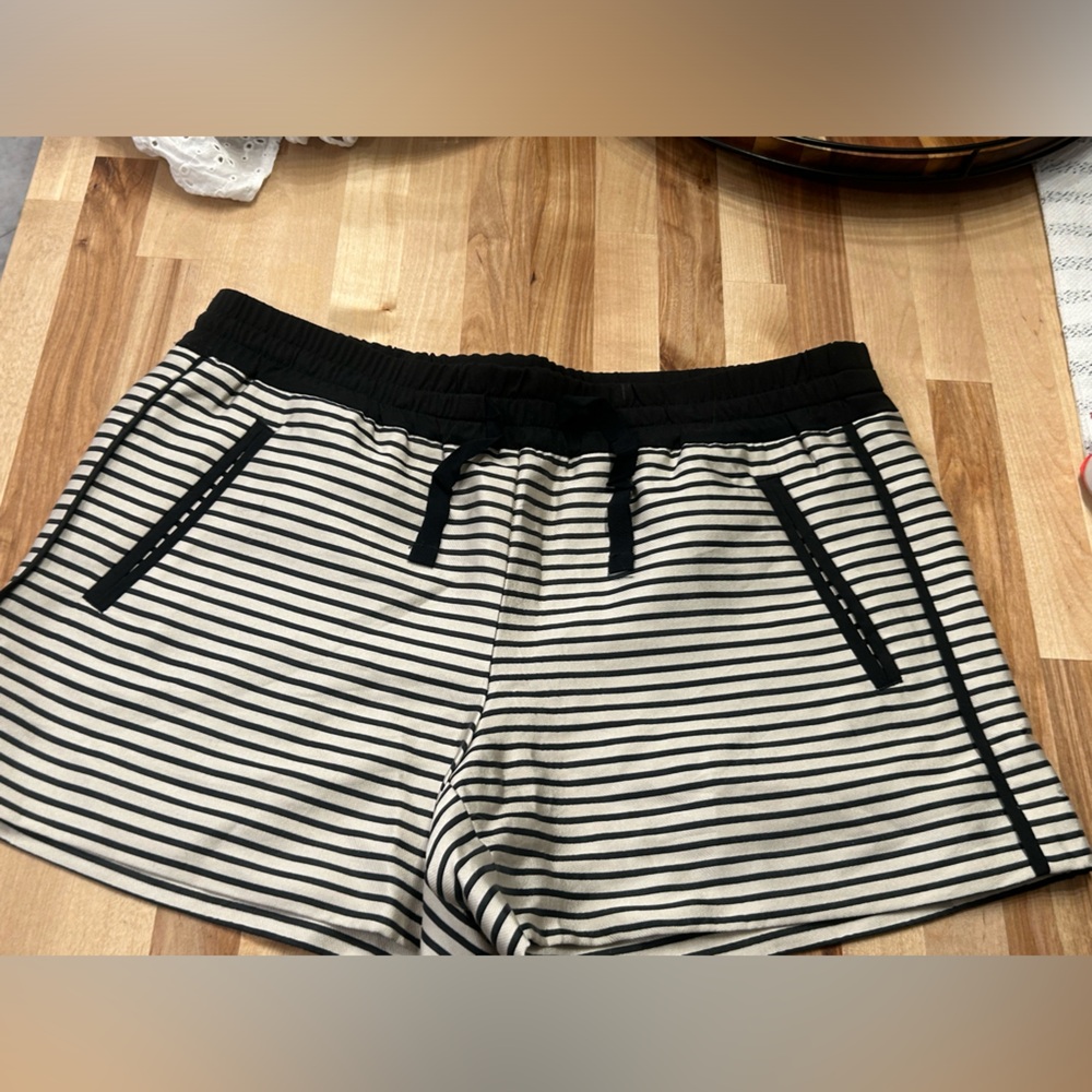 Ann Taylor Loft shorts. Size 6. Black/ cream stripes. Smoke free home.